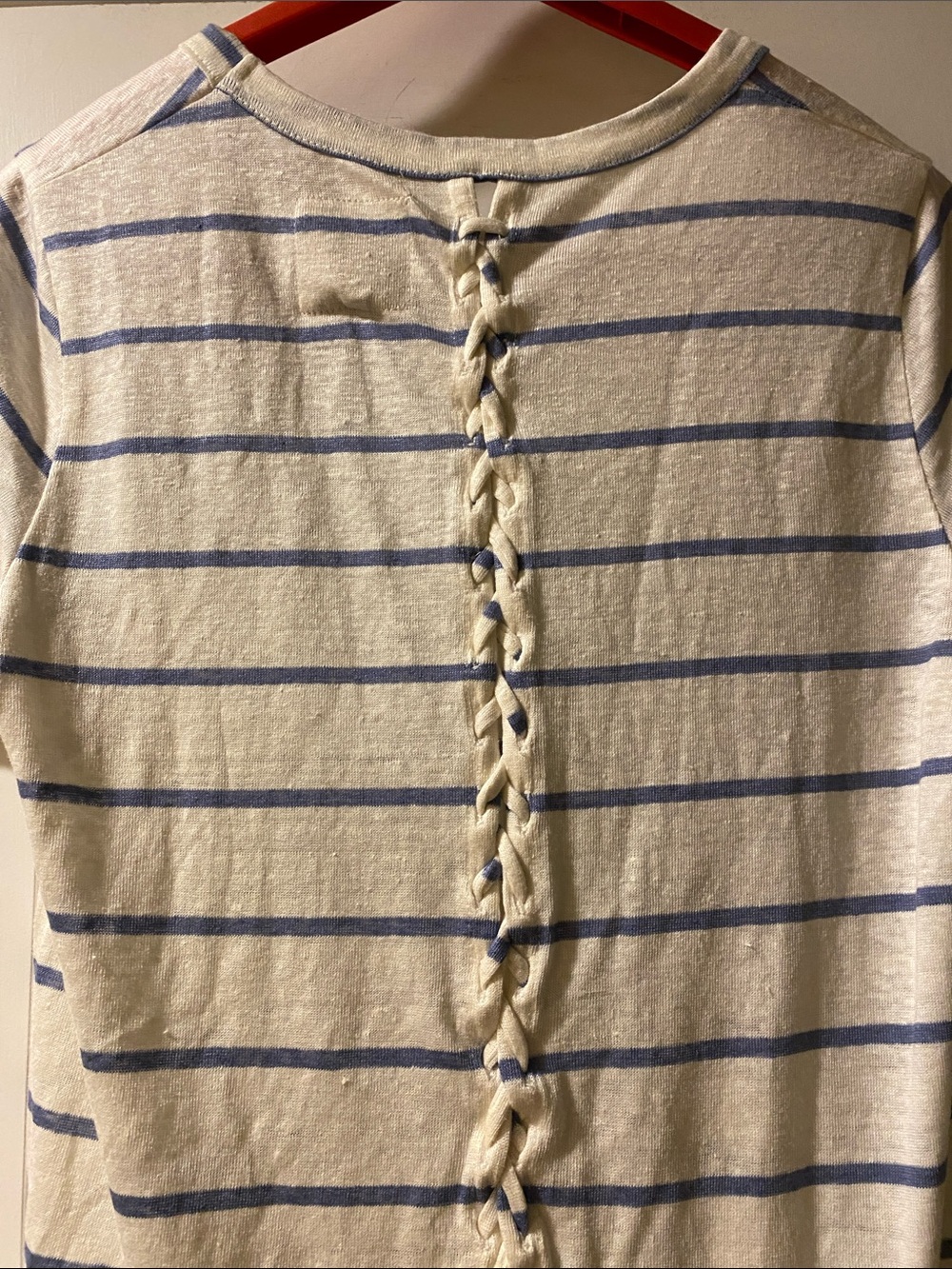 Chaser Braided Back Detail Striped Tee NWT - Picture 5 of 14